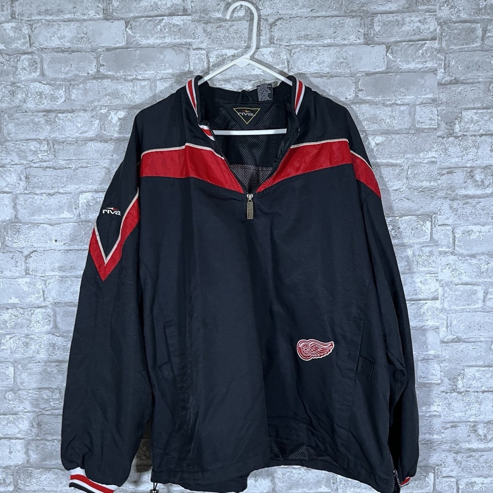 Vintage 90s Rival Detroit Red Wings NHL 1/4 Zip Pullover Jacket Men's XL